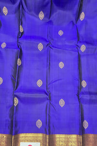 Blue with Maroon Zari Kanchipuram Silk Saree with Majestic Detailing