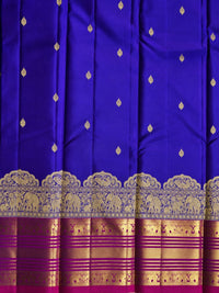 Royal Blue and Mulberry Pink Silk Saree – A Striking Colour Symphony