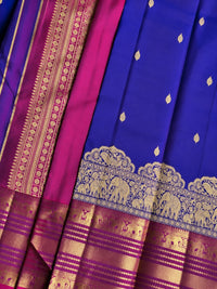 Royal Blue and Mulberry Pink Silk Saree – A Striking Colour Symphony