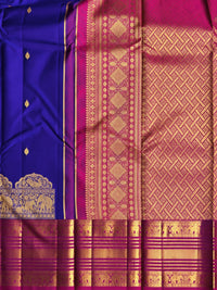 Royal Blue and Mulberry Pink Silk Saree – A Striking Colour Symphony