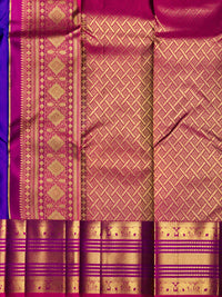 Royal Blue and Mulberry Pink Silk Saree – A Striking Colour Symphony