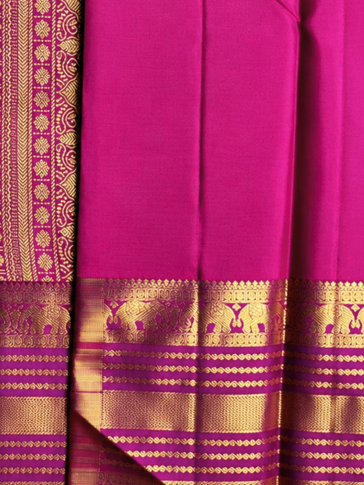 Royal Blue and Mulberry Pink Silk Saree – A Striking Colour Symphony