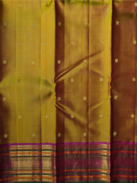 Army Green and Mulberry Pink Silk Saree – A Colour Fusion