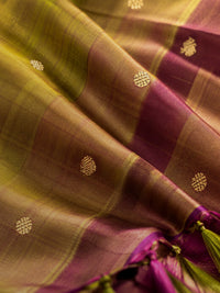 Army Green and Mulberry Pink Silk Saree – A Colour Fusion