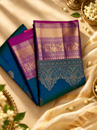 Egyptian Blue Silk Saree – A Touch of Regal Sophistication
