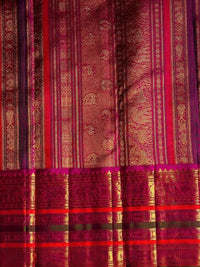 Yellow-Gold Silk Saree with Magenta Zari Border
