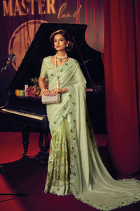 Timeless Elegance Tea Green Designer Net Saree