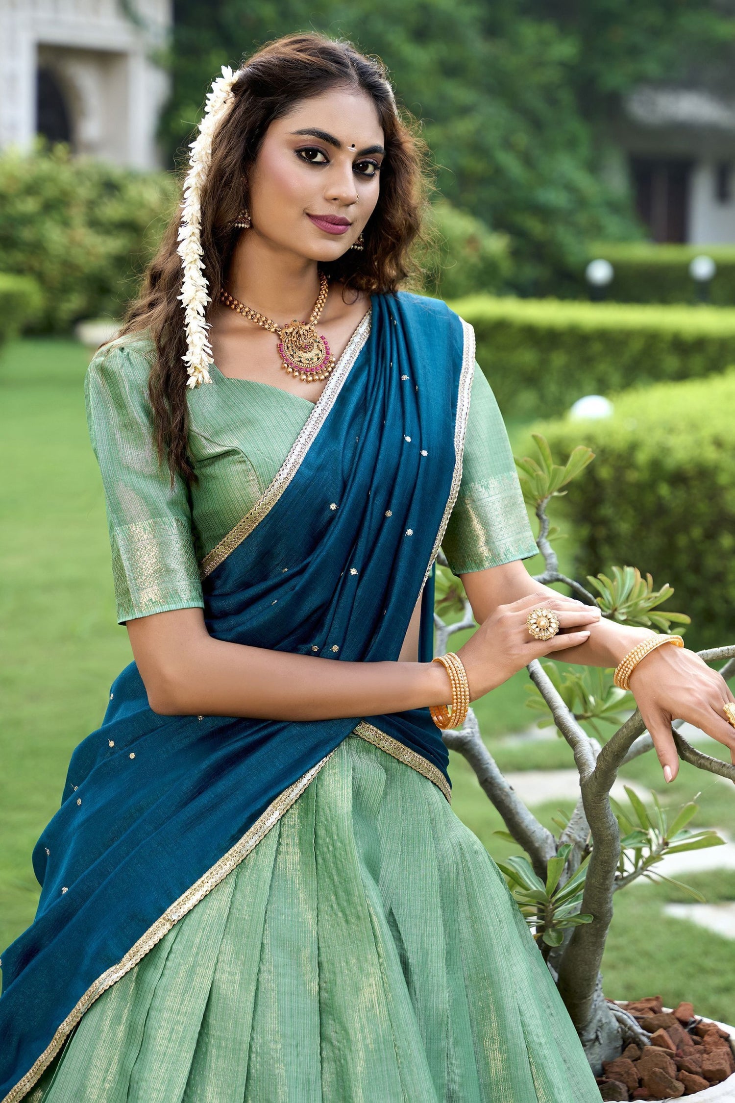 Unique Sea Green Zari Weaving Silk Function Lehenga Choli With Dupatta