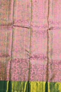 Pink and green fabric with floral patterns