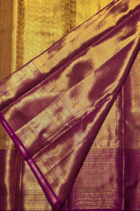 Beige-Golden Brilliance with Royal Purple – Kanchipuram Silk Saree