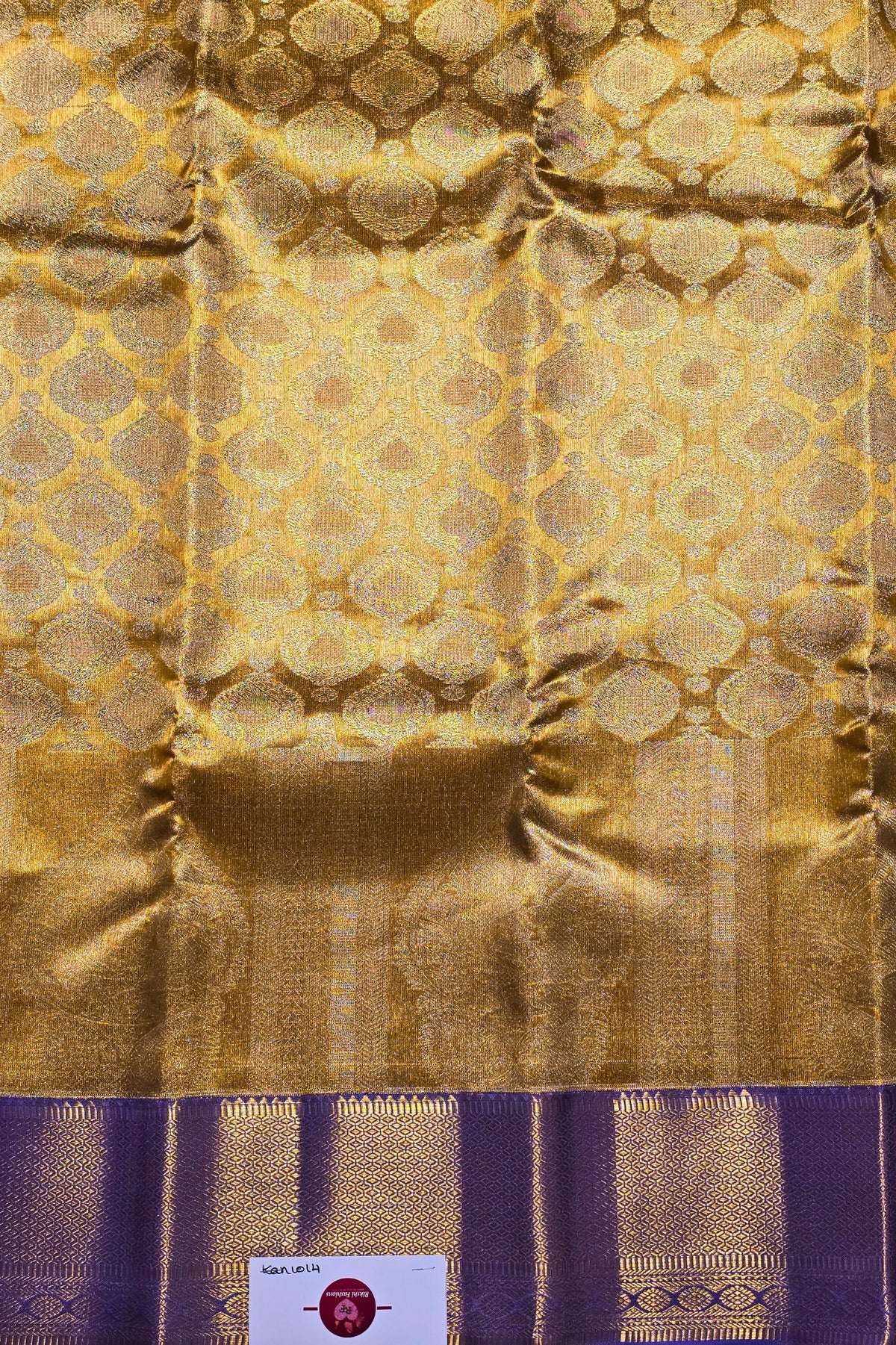 Gold and purple fabric with geometric pattern