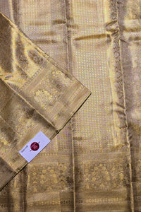 Golden Glow in Beige – Kanchipuram Silk Saree of Subtle Elegance