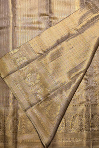Golden Glow in Beige – Kanchipuram Silk Saree of Subtle Elegance
