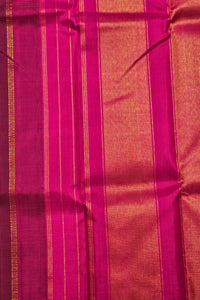 Close-up of pink and gold striped fabric