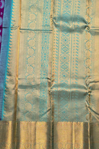 Patterned fabric with blue and gold colors