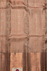 Lustrous Rose Gold Kanchipuram Saree with Subtle Zari Elegance