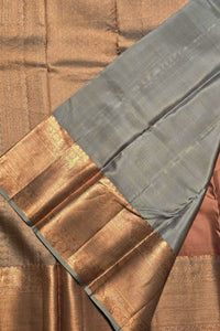 Lustrous Rose Gold Kanchipuram Saree with Subtle Zari Elegance