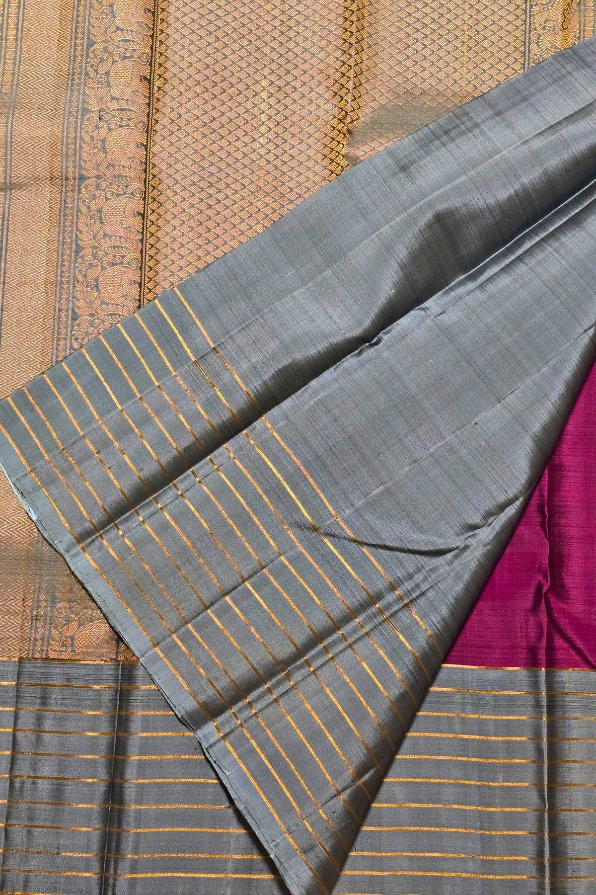 Stunning Deep Carmine Kanchipuram  Saree with Rich Elegance