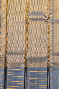 Textured fabric with gold and blue patterns