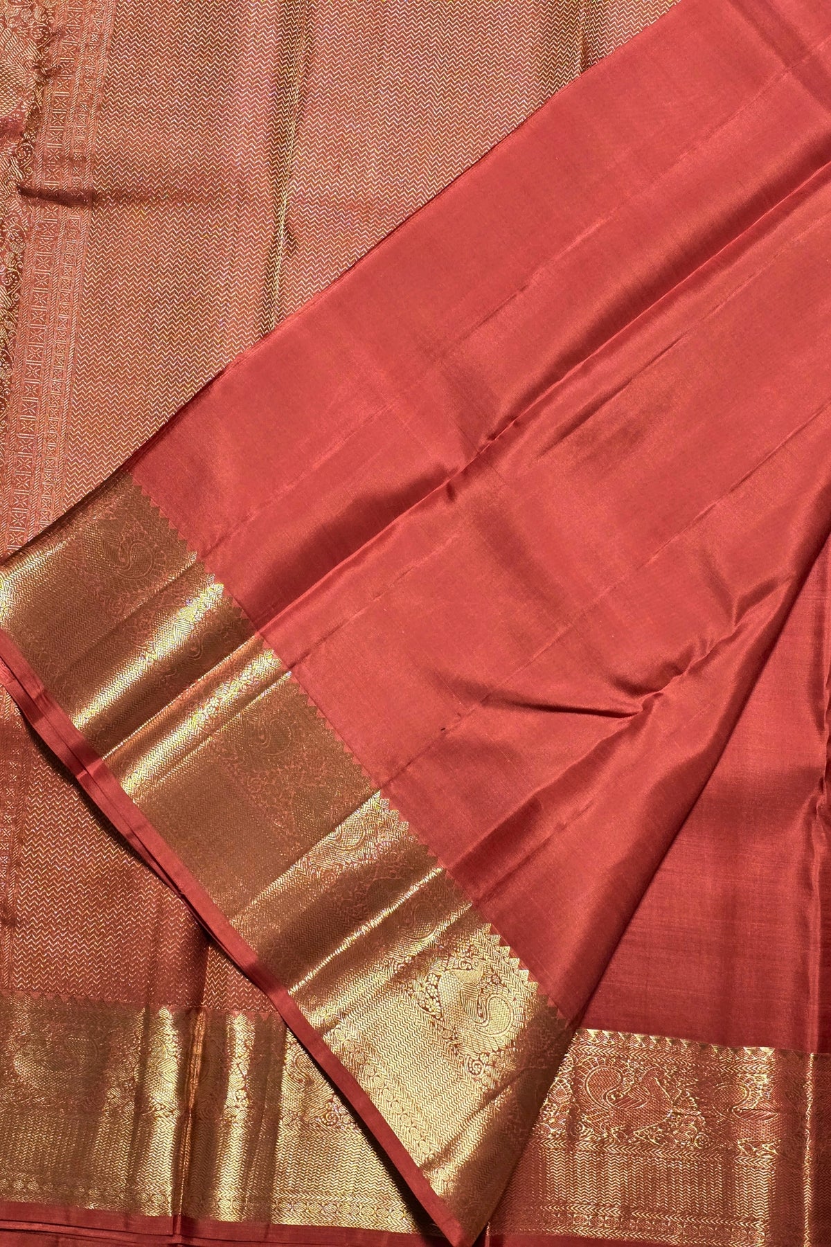 Red saree with gold border