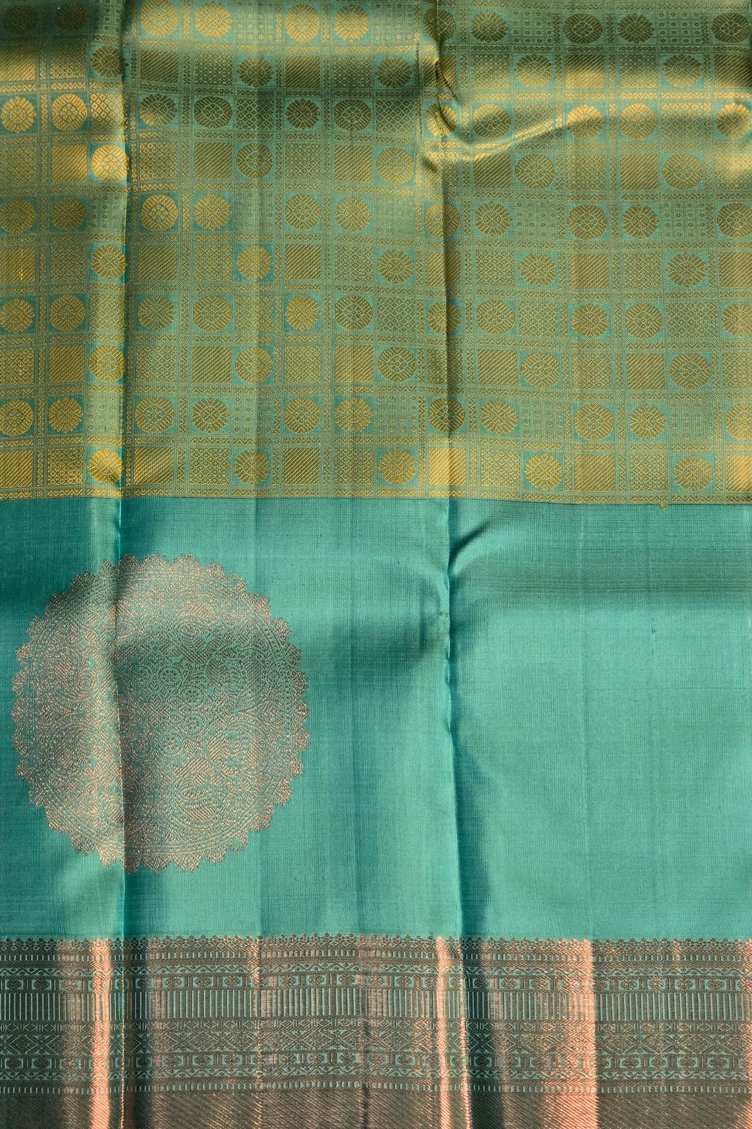 Aqua Aura – Kanchipuram Silk Saree in Soothing Blue-Green