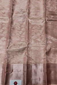 Mountbatten Pink Kanchipuram Silk Saree with Floral Print