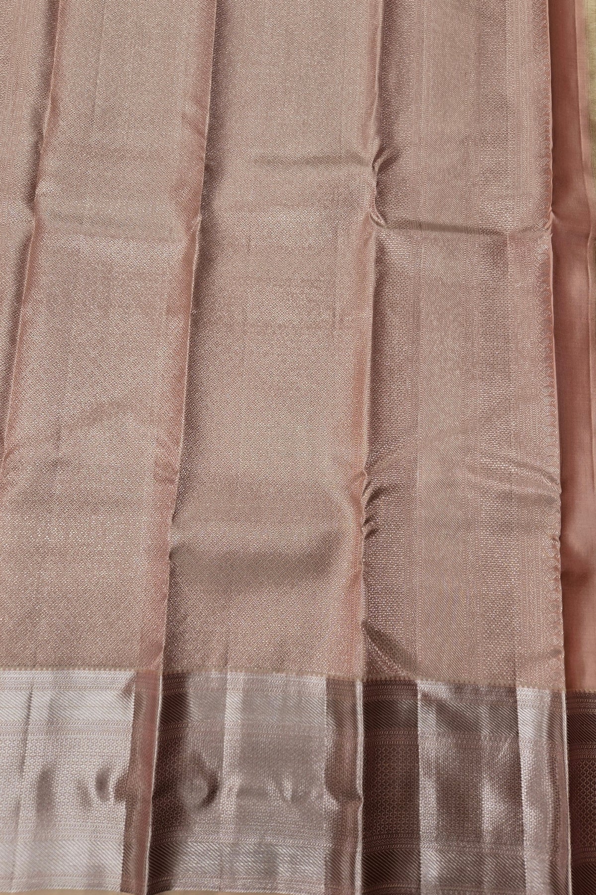 Mountbatten Pink Kanchipuram Silk Saree with Floral Print