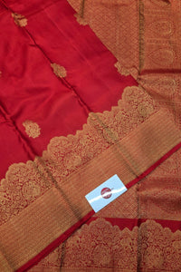Red Kanchipuram Silk Saree with Gold Border