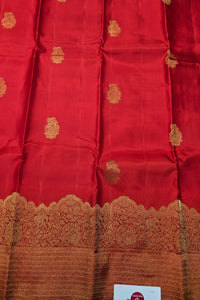 Red Kanchipuram Silk Saree with Gold Border