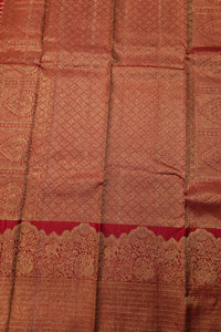 Red Kanchipuram Silk Saree with Gold Border