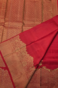 Red Kanchipuram Silk Saree with Gold Border
