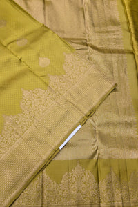 Android Green Kanchipuram Silk Saree with Gold Border