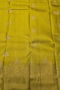 Android Green Kanchipuram Silk Saree with Gold Border