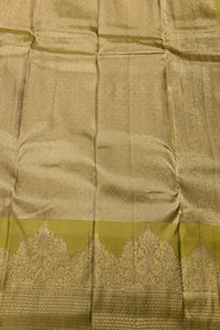Android Green Kanchipuram Silk Saree with Gold Border