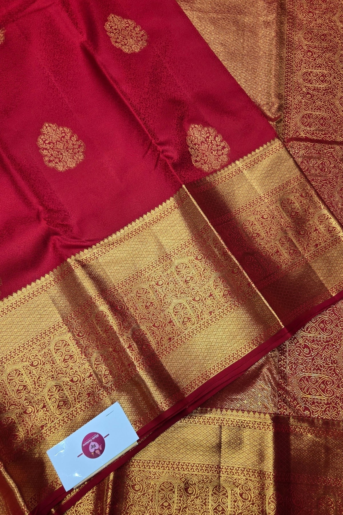 Maroon Kanchipuram Silk Saree with Gold Border