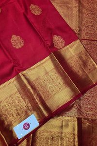 Maroon Kanchipuram Silk Saree with Gold Border