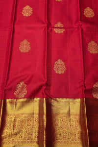 Maroon Kanchipuram Silk Saree with Gold Border