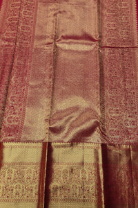 Maroon Kanchipuram Silk Saree with Gold Border