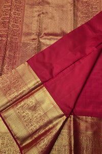 Maroon Kanchipuram Silk Saree with Gold Border