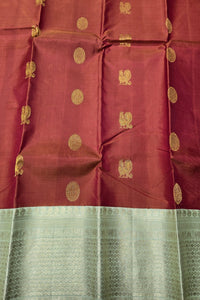 Maroon Kanchipuram Silk Saree with Grey Border