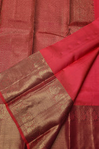 Red Kanchipuram Silk Saree with Gold Border