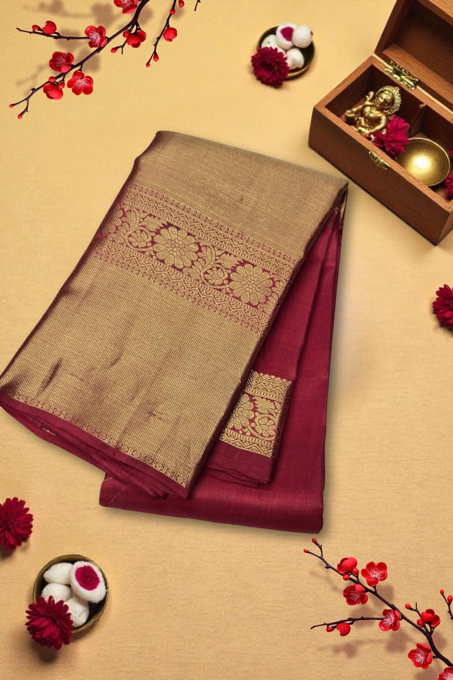 Regal Maroon Kanchipuram Silk Saree