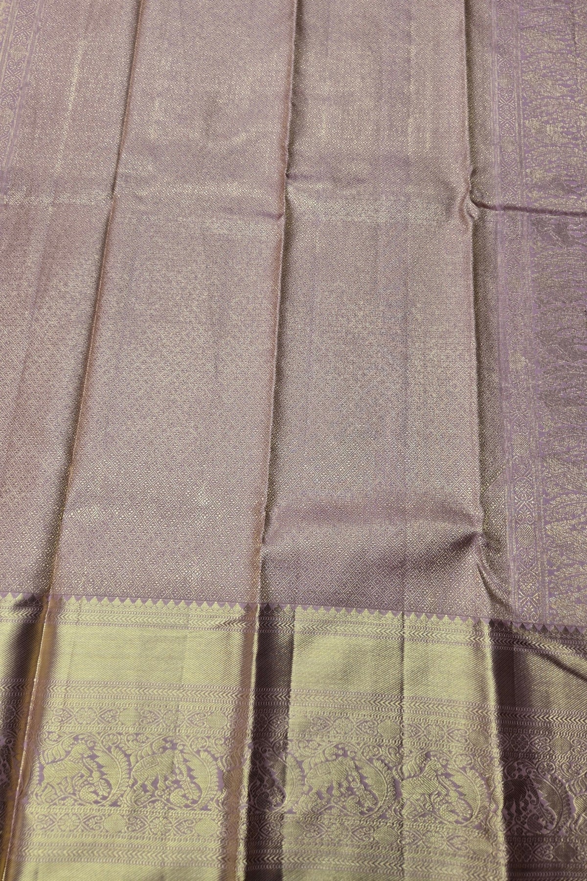 Copper Rose Kanchipuram Silk Saree with Gold Border