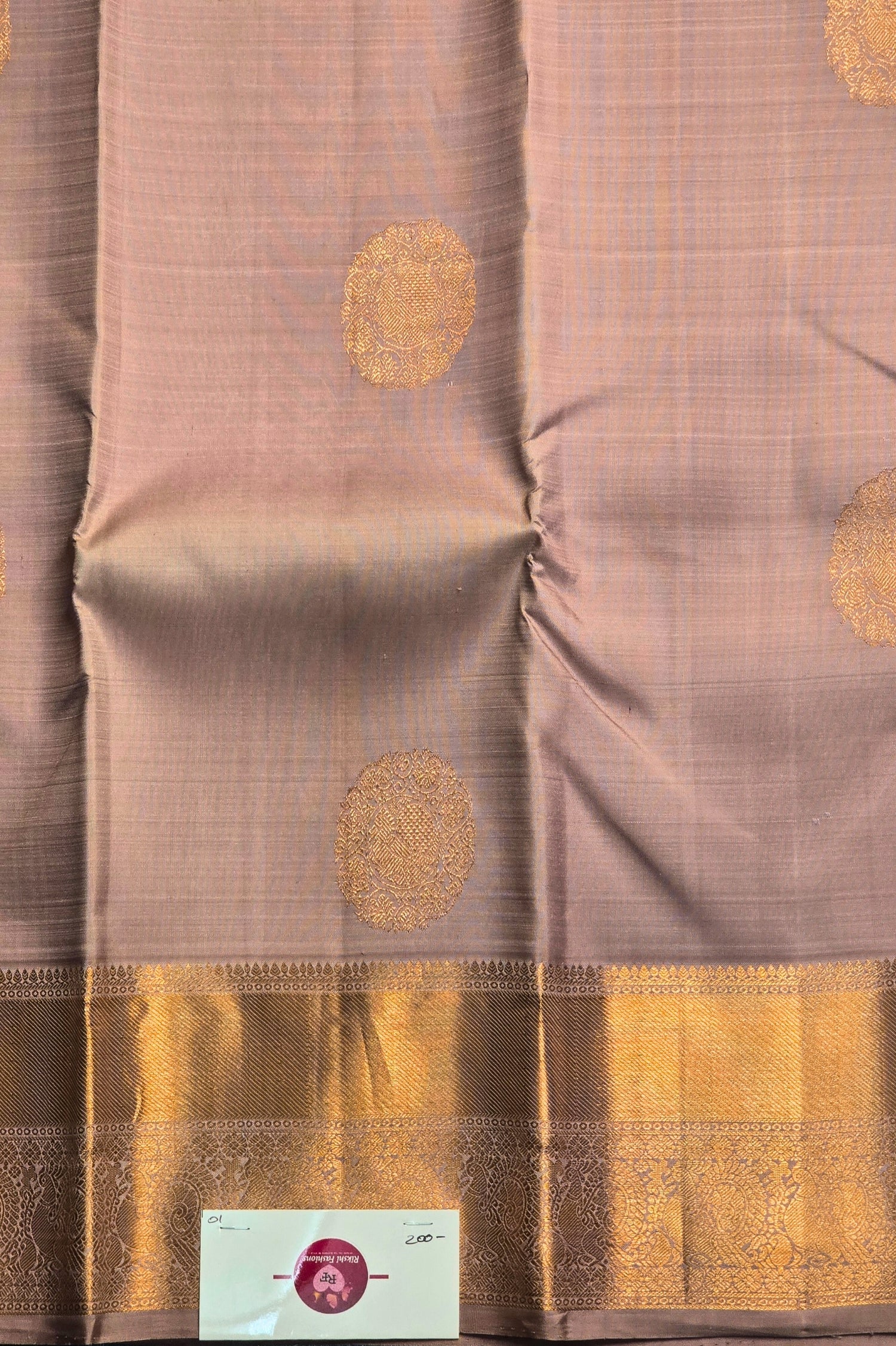 Elegant Rose Ebony Kanchipuram Silk Saree
