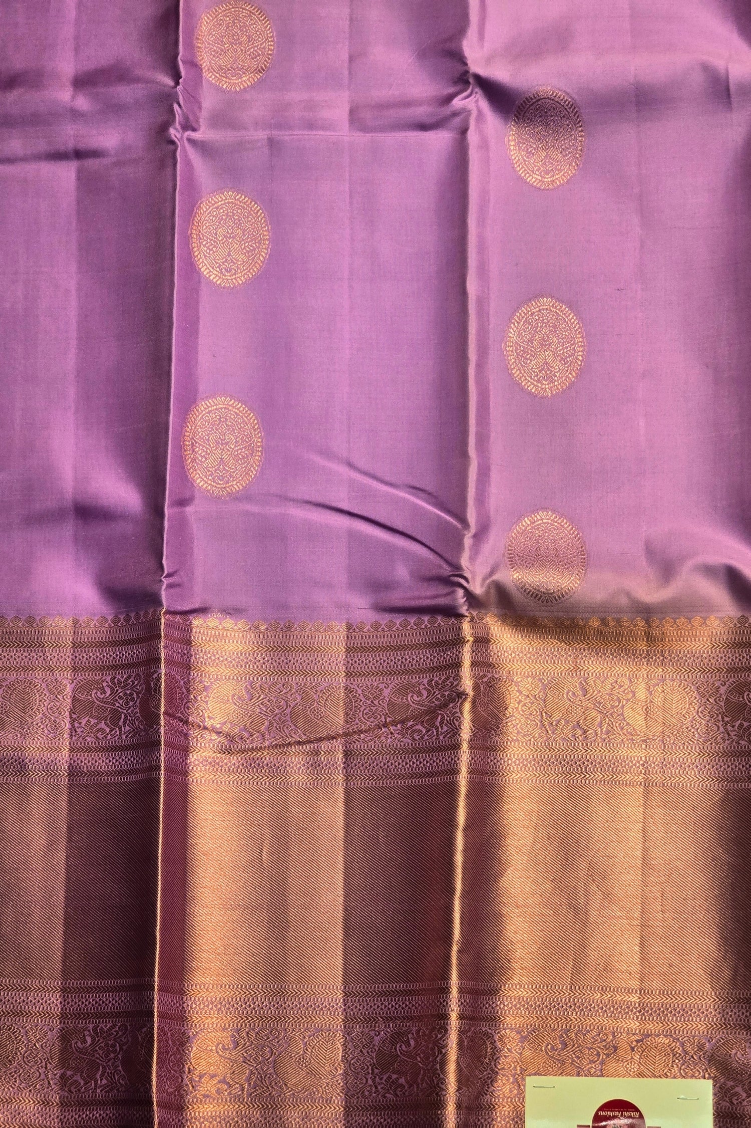 Lavender Kanchipuram Silk Saree with Grand Gold Border