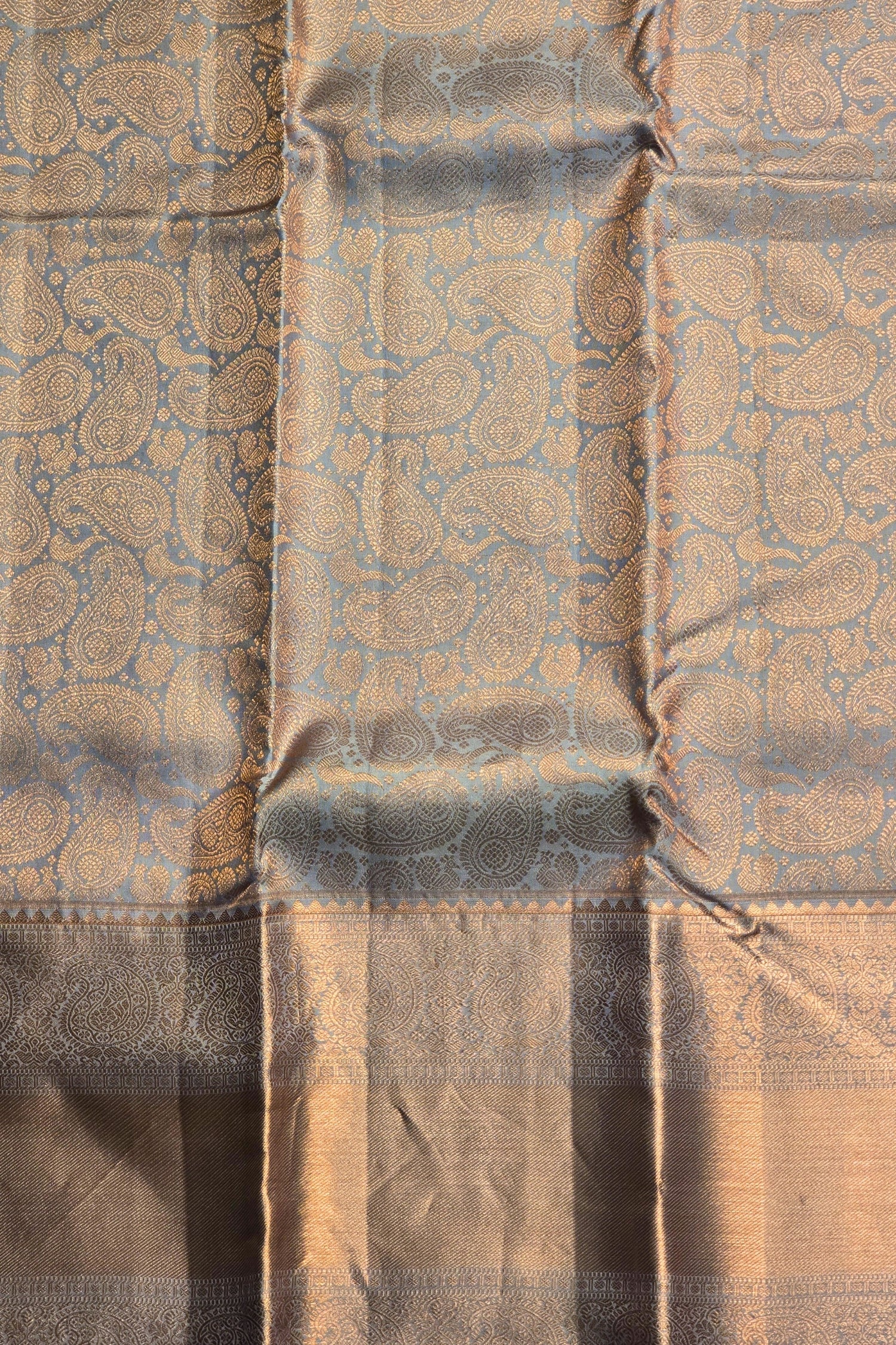 Traditional Grey Silk Saree for Wedding