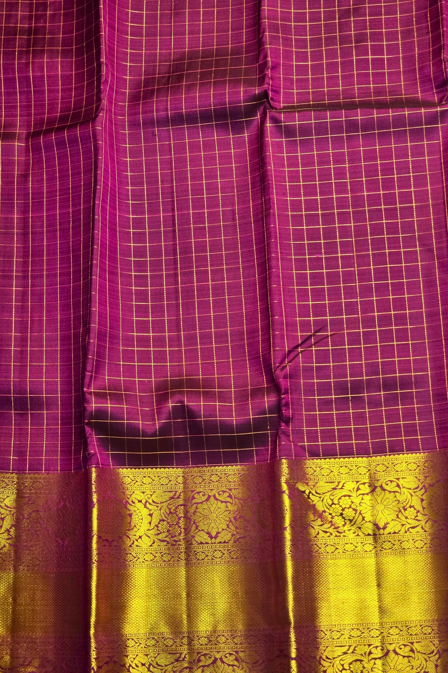 Rich PURple Small Checks Kanchipuram Silk Saree