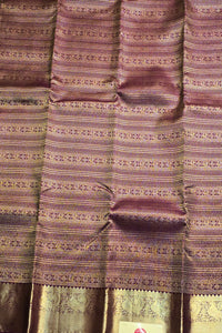 Elegant Purple Silk Saree with Silver Motifs