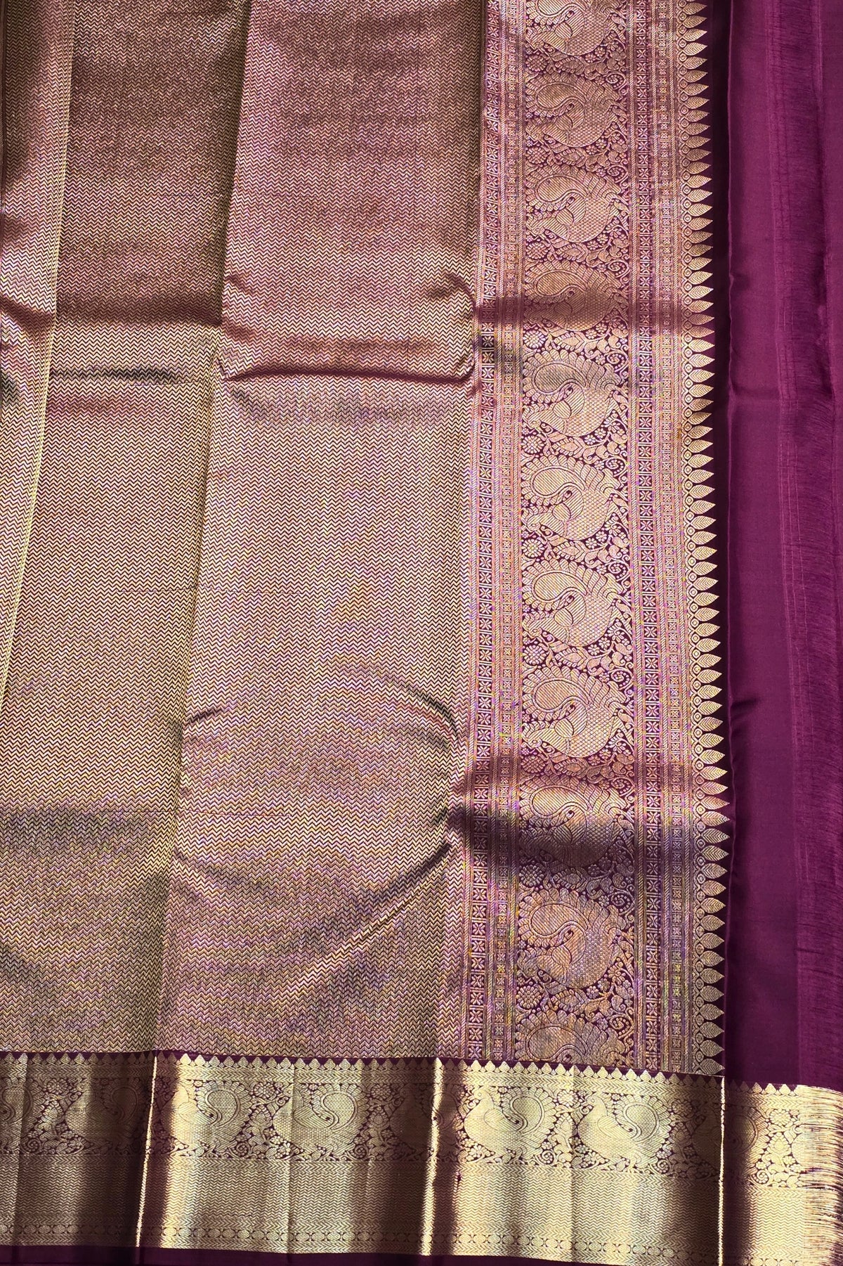 Traditional Purple Saree with Shimmering Silver Pallu