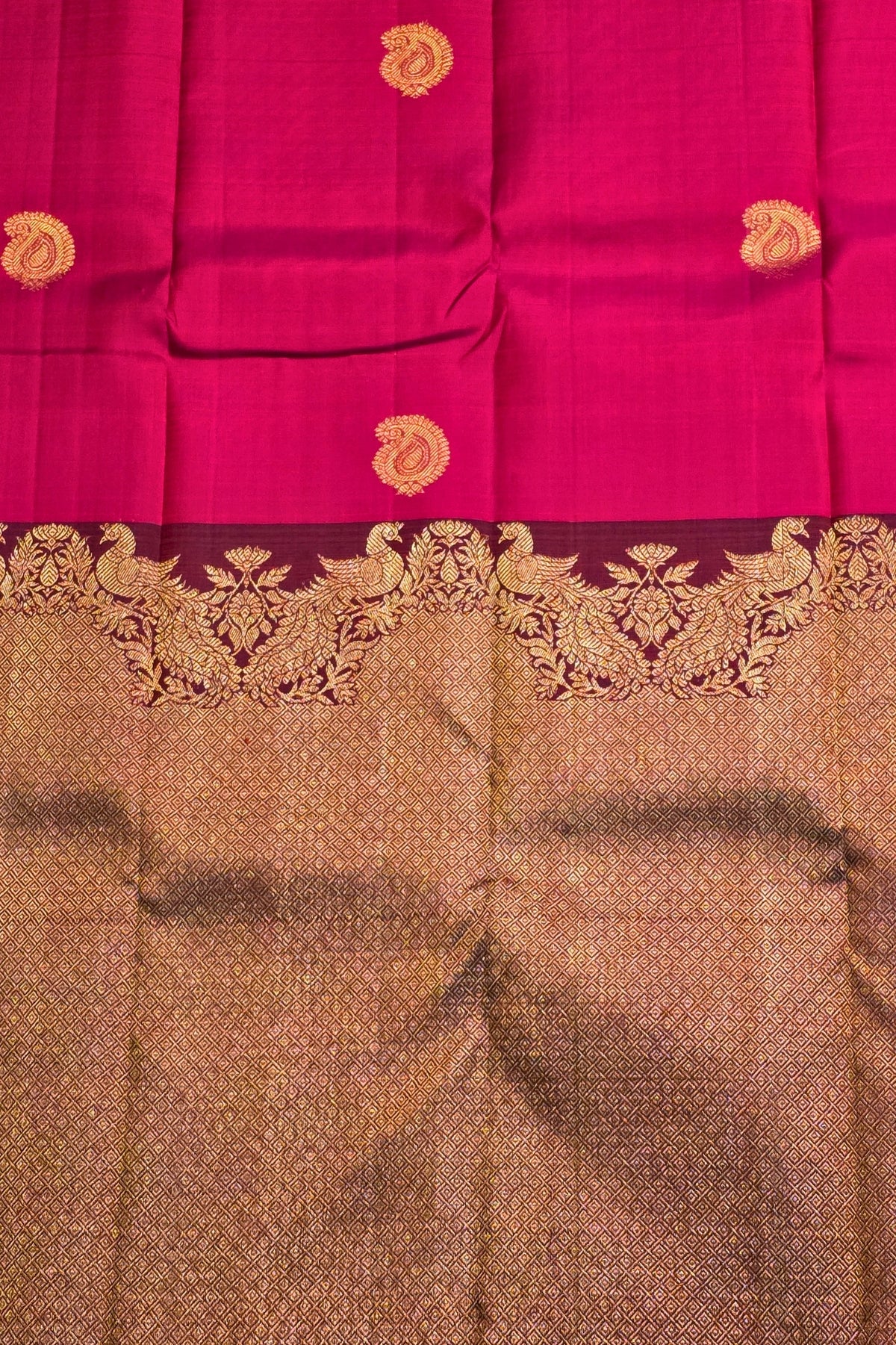 Traditional Pink and Navy Blue Kanjivaram Saree
